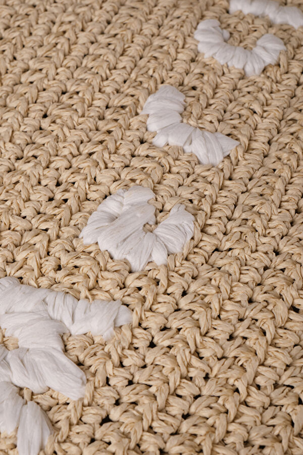Kaia Large Beige Raffia Bag 4