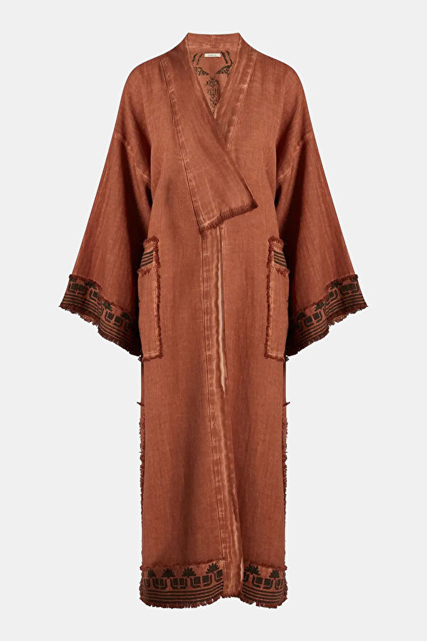 Kahve Pamuk/Keten Kadın Kaftan