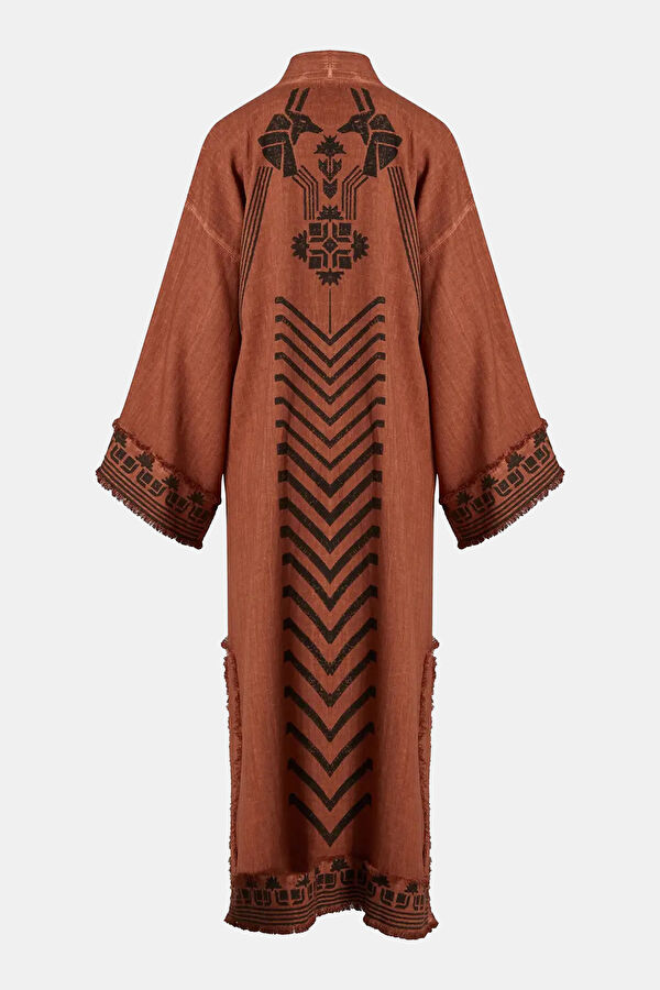 Kahve Pamuk/Keten Kadın Kaftan 2
