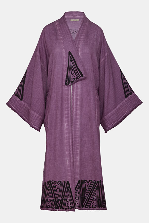 Mor Pamuk/Keten Kadın Kaftan