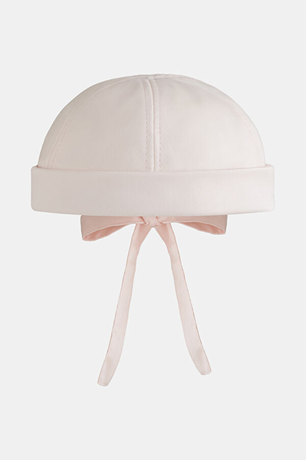 Maelle Bow-Tie Satin Docker Light Pink Hat 2