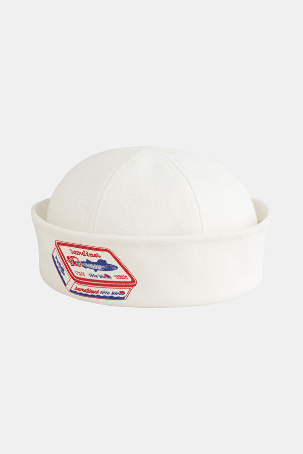 Yvette Sardines Print Sailor Dixie White Hat 2